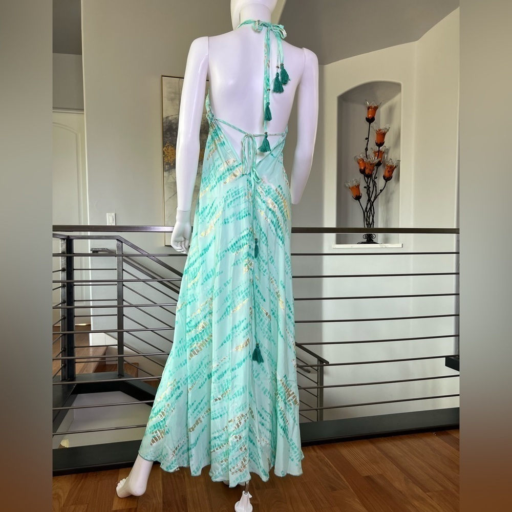 Metallic Print Halter Maxi Dress - Picture 7 of 14